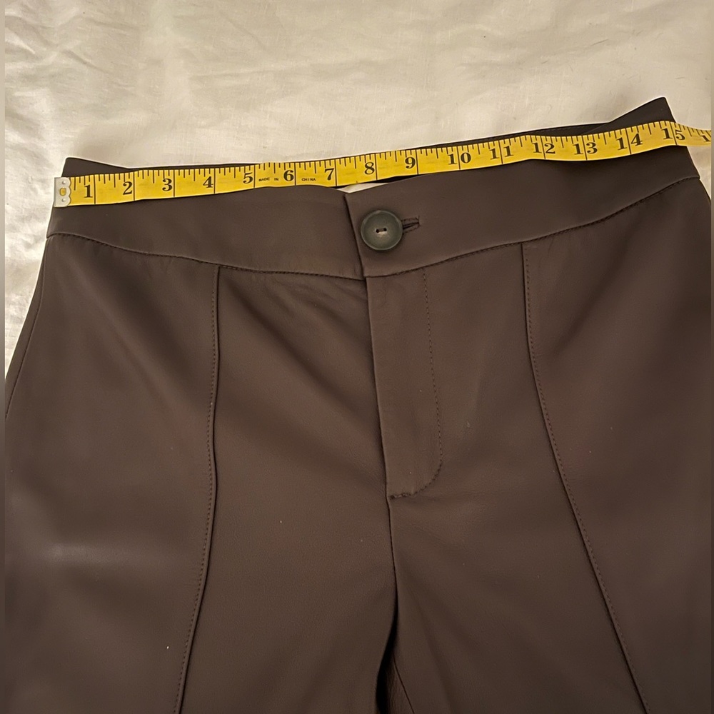 Vince Brown Leather Flare Cropped Pants - Size 6 - Picture 12 of 12